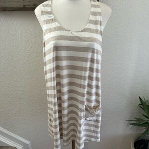 Hatch Maternity Beige and‎ White Striped Tunic Top size 2